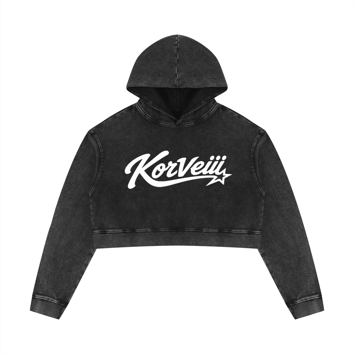 Korveiii Women’s Mineral Washed Crop Hoodie