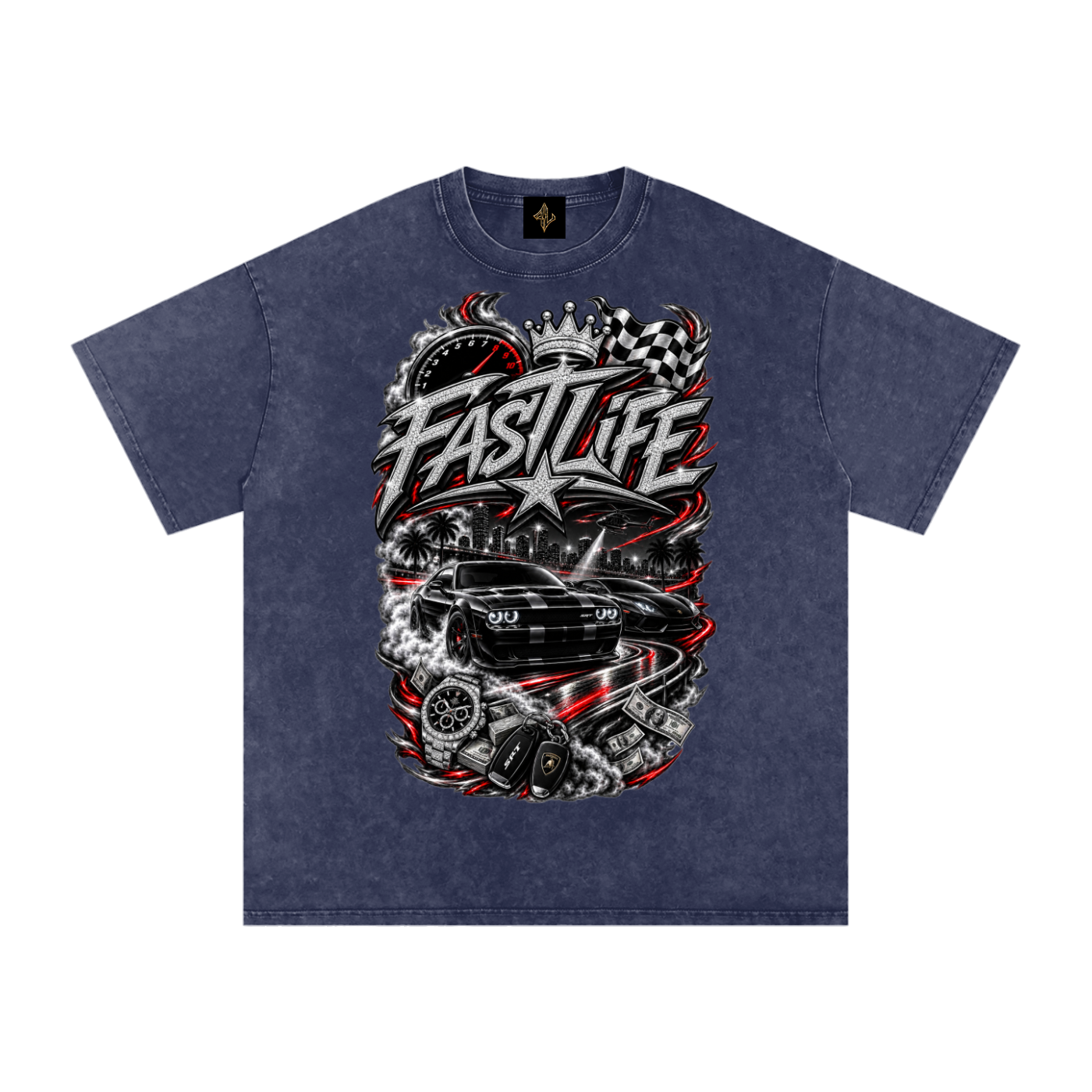 FASTLIFE racing Snow Washed Oversized Cotton T-Shirt