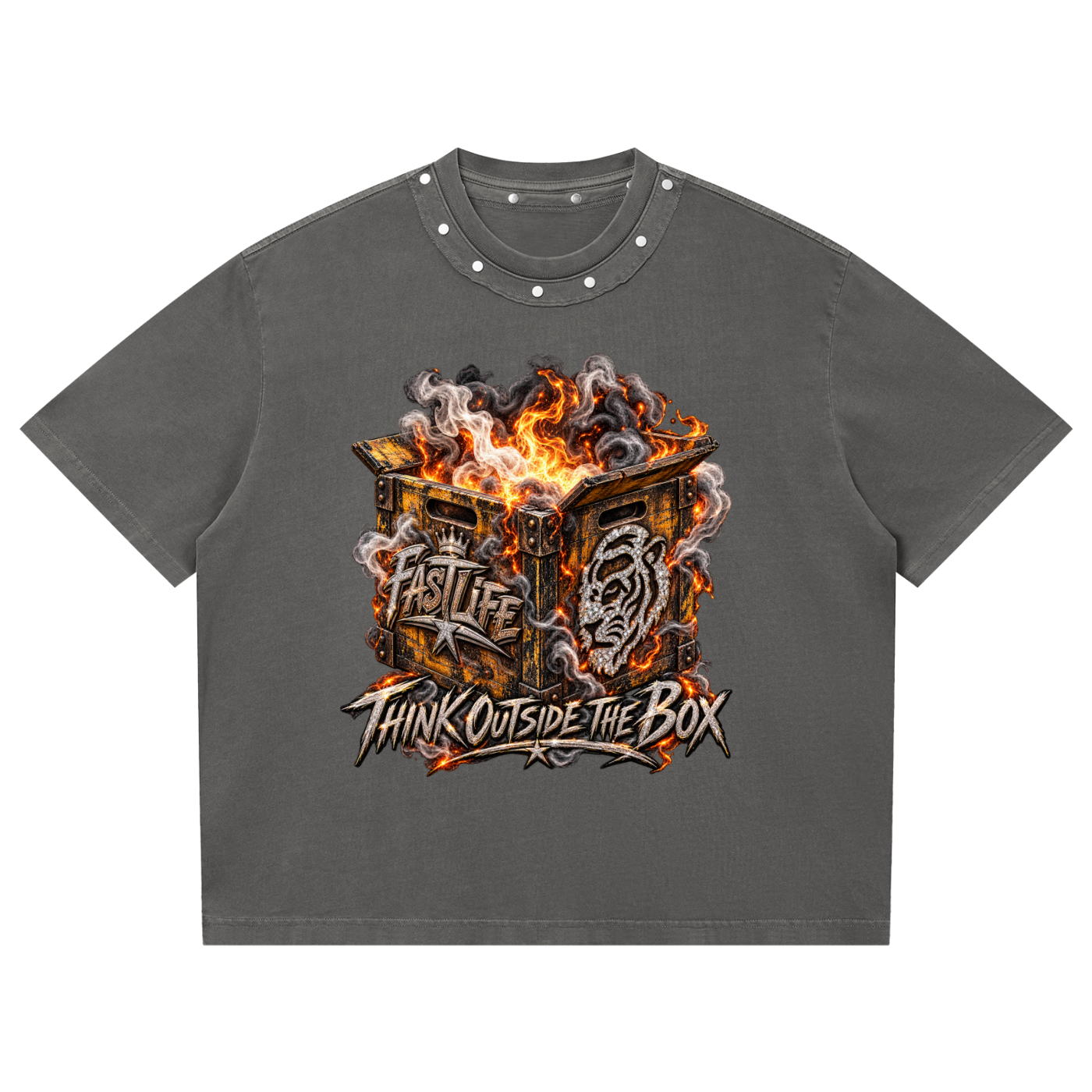 FASTLIFE x Korveiii Think Outside The Box Boxy Studded tee