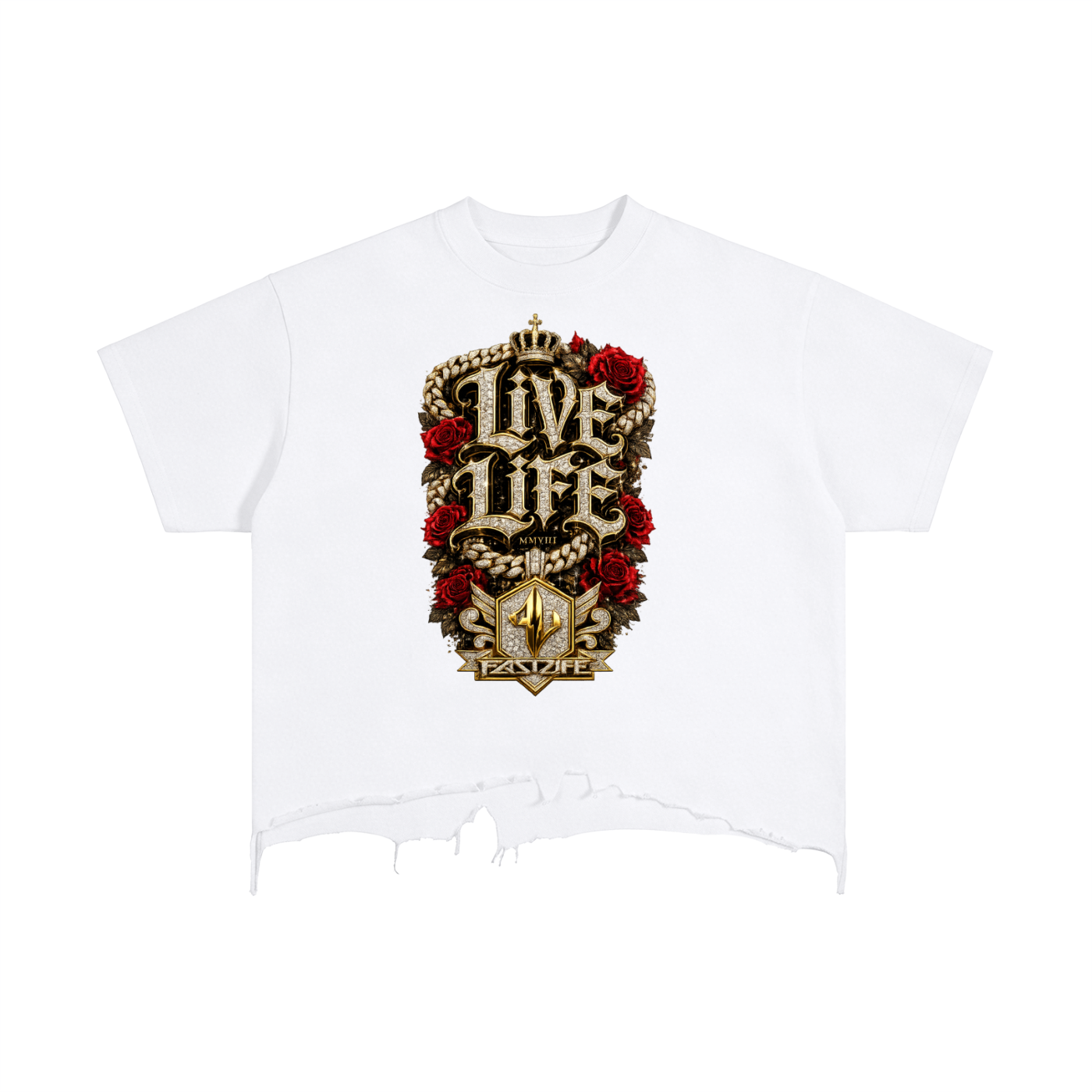 FASTLIFE  LiVE LiFe Vintage Wash Boxy Distressed Hem T-Shirt