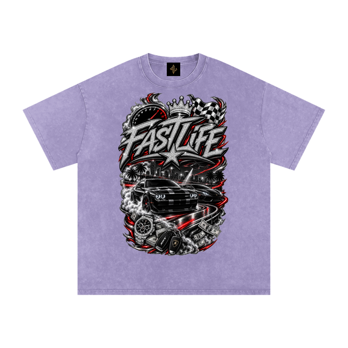 FASTLIFE racing Snow Washed Oversized Cotton T-Shirt