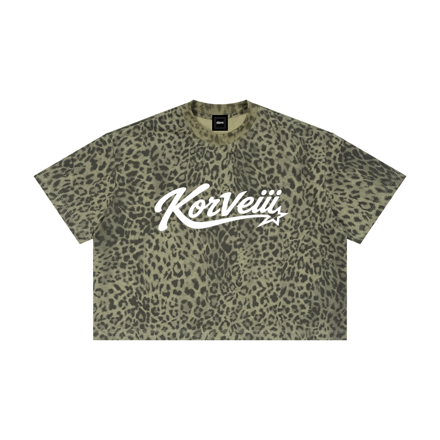 Korveiii Leopard Print Crop T-Shirt