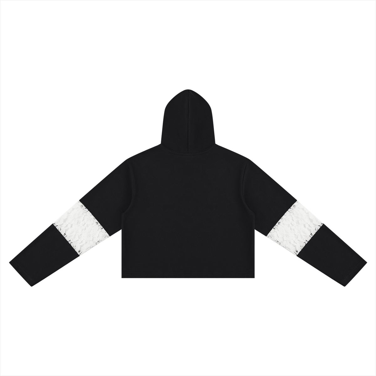 Korveiii Women’s Ms Pretty Cropped Lace-Panel Hoodie
