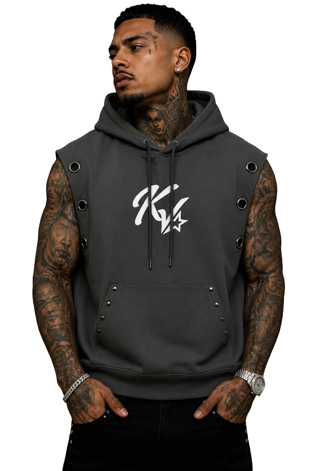 Korveiii Vintage Wash Sun Fade Sleeveless Hoodie