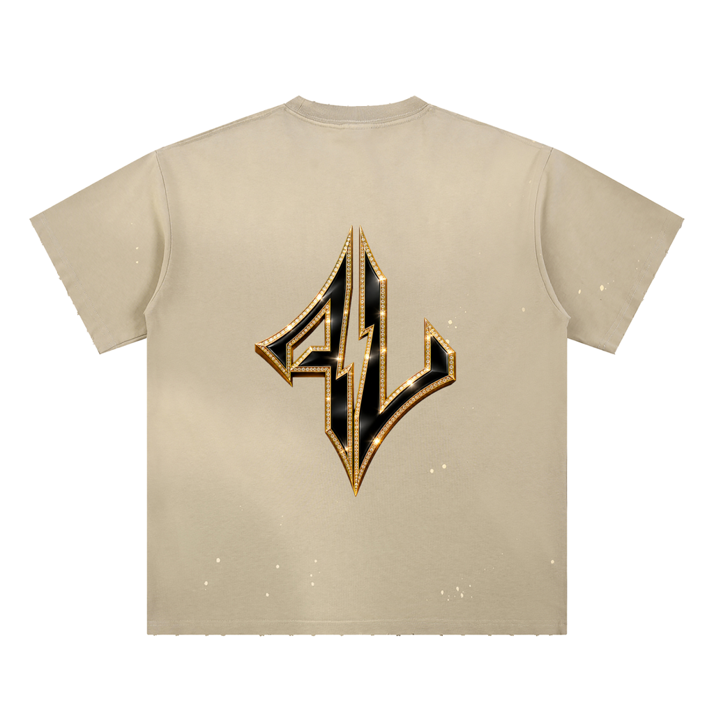 FASTLIFE Hand-Frayed Sunfade Paint Splatter T-Shirt
