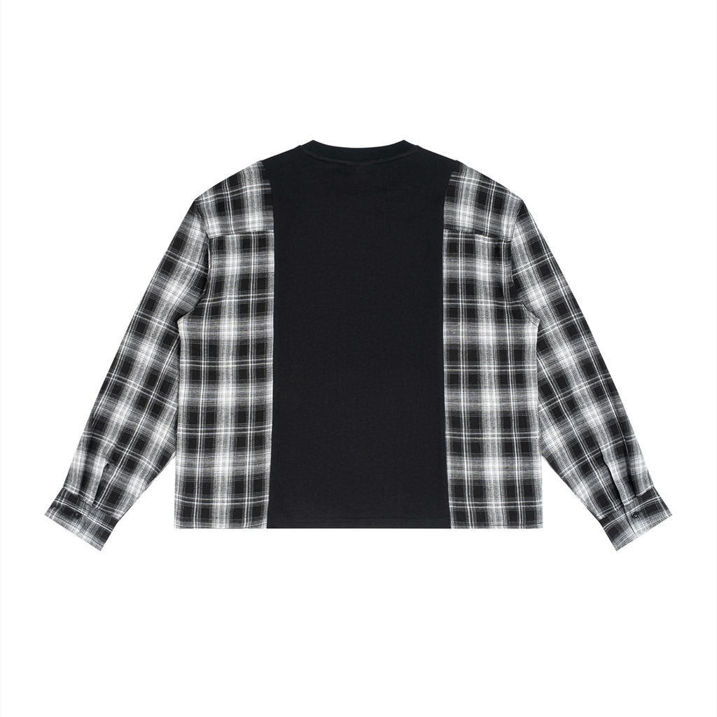 Korveiii  Plaid Panel Long Sleeve T-Shirt