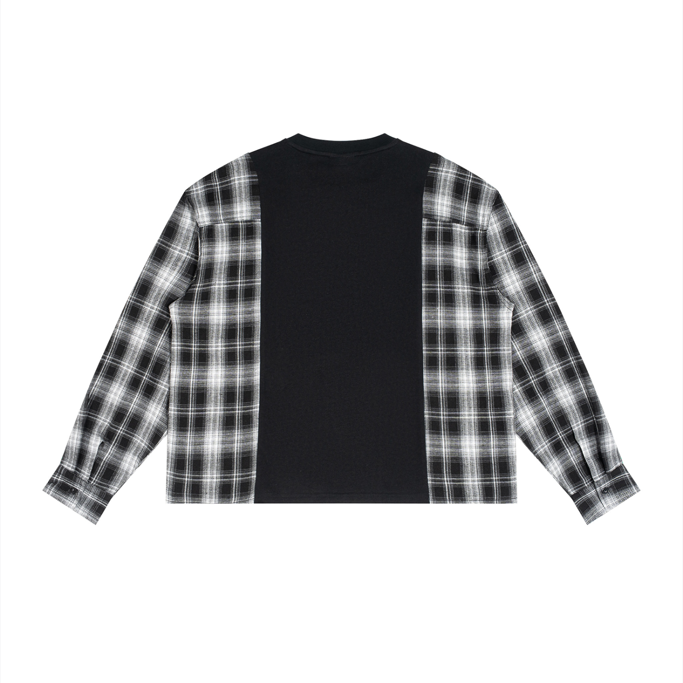 Korveiii  Plaid Panel Long Sleeve T-Shirt