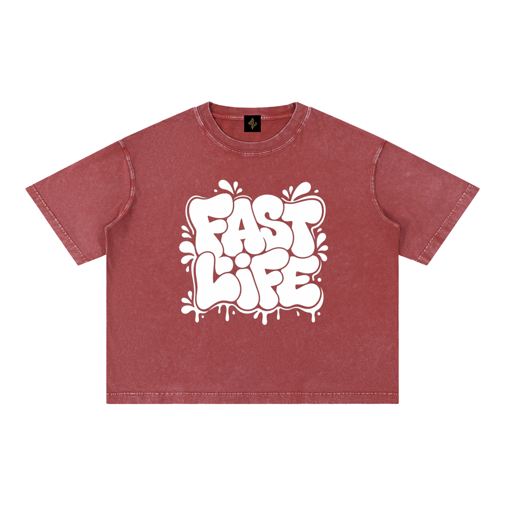 FASTLIFE Bubble Mineral Wash Boxy Cotton T-Shirt