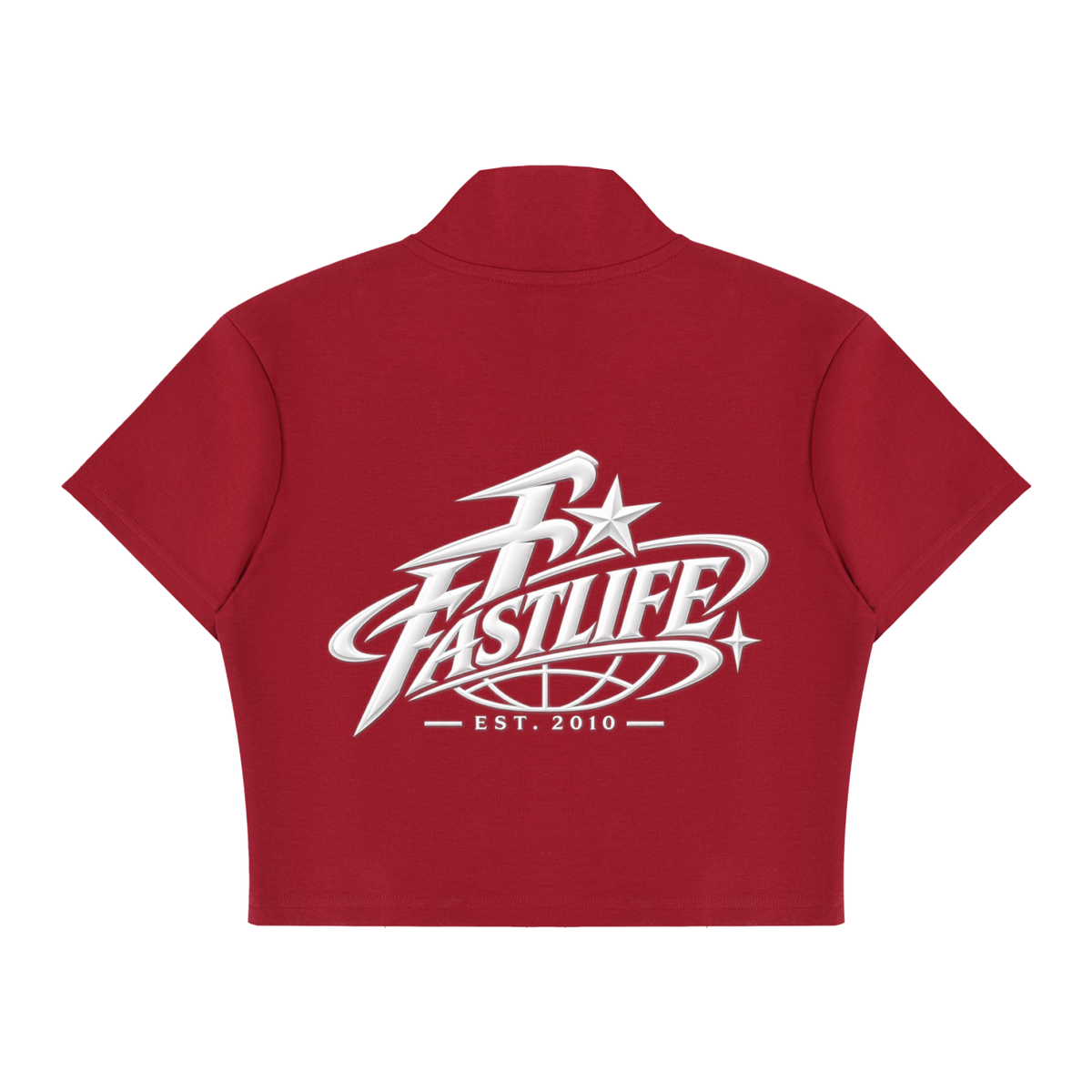 FASTLIFE World Wide Women's Cropped Full Zip Short Sleeve T-Shirt