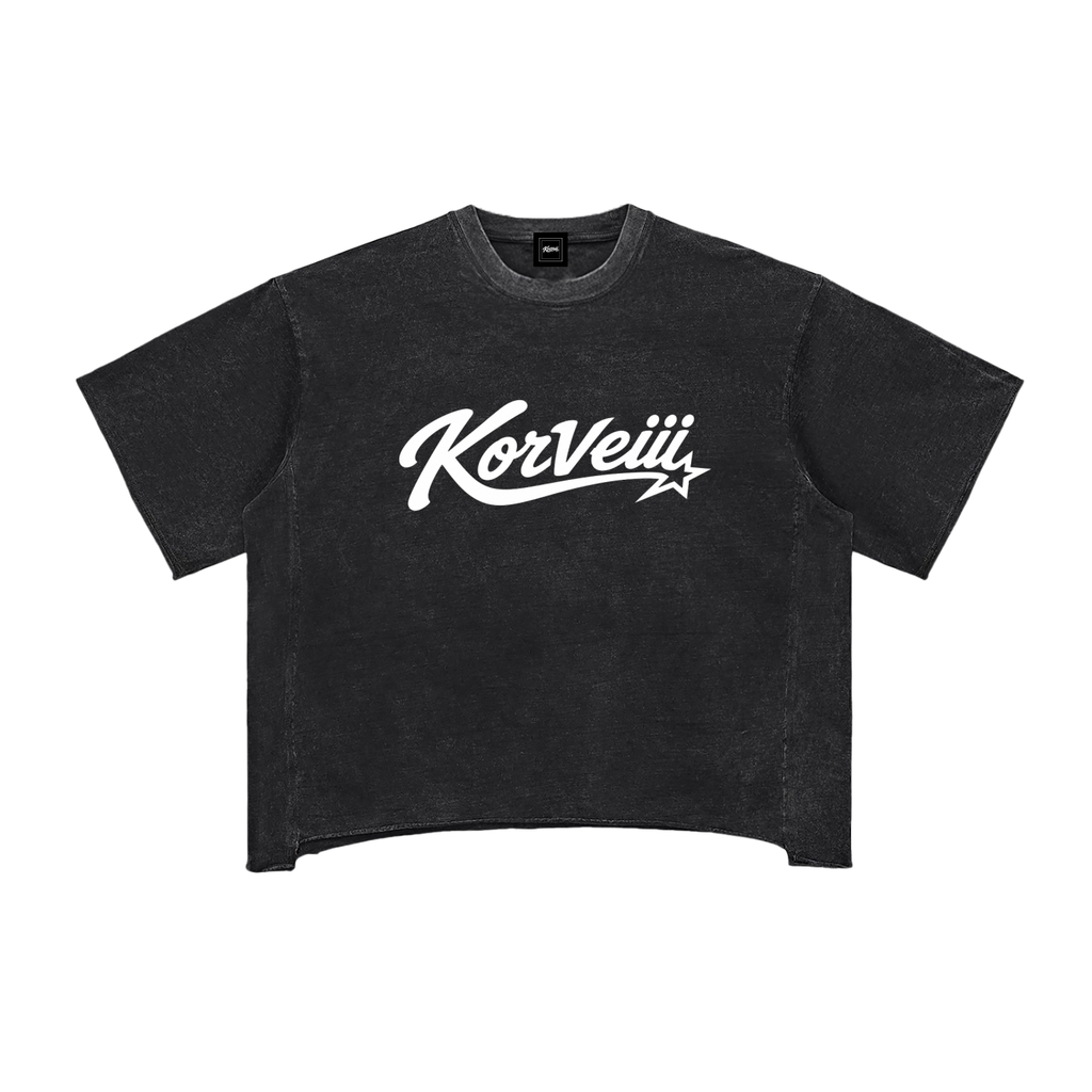 Korveiii Raw Edge Snow Washed Boxy T-Shirt