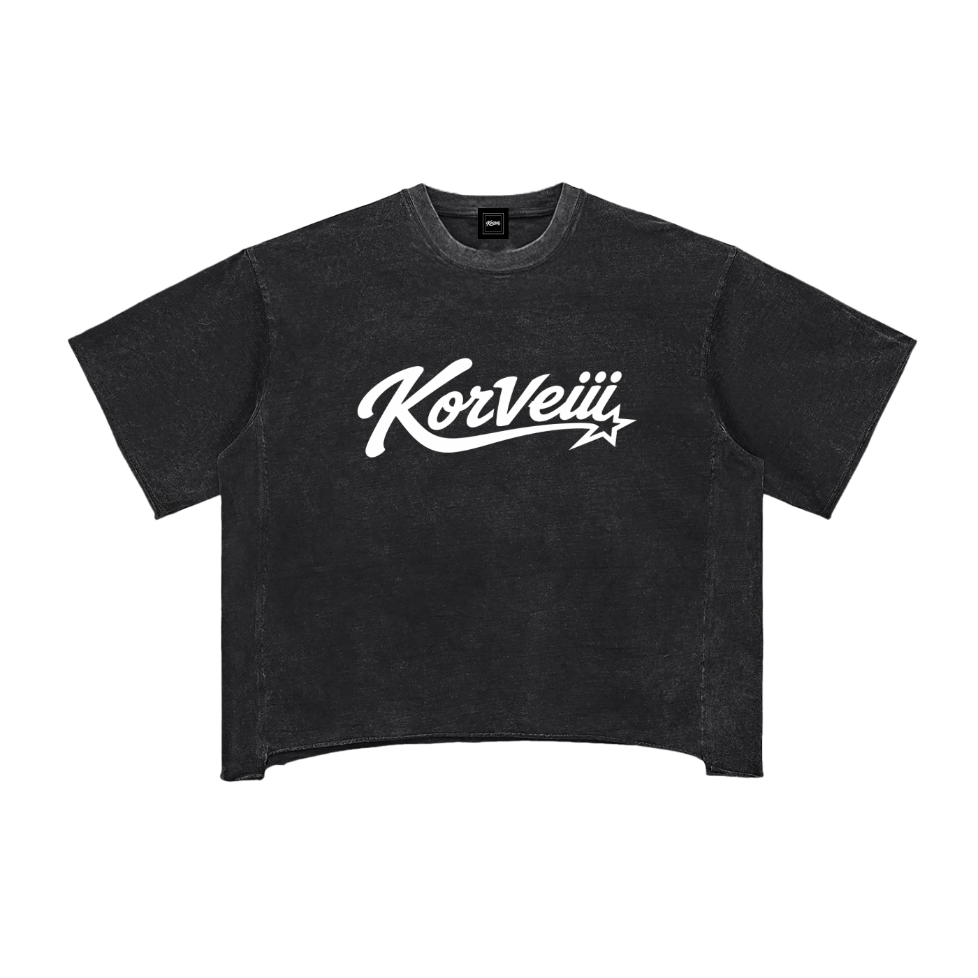 Korveiii Raw Edge Snow Washed Boxy T-Shirt