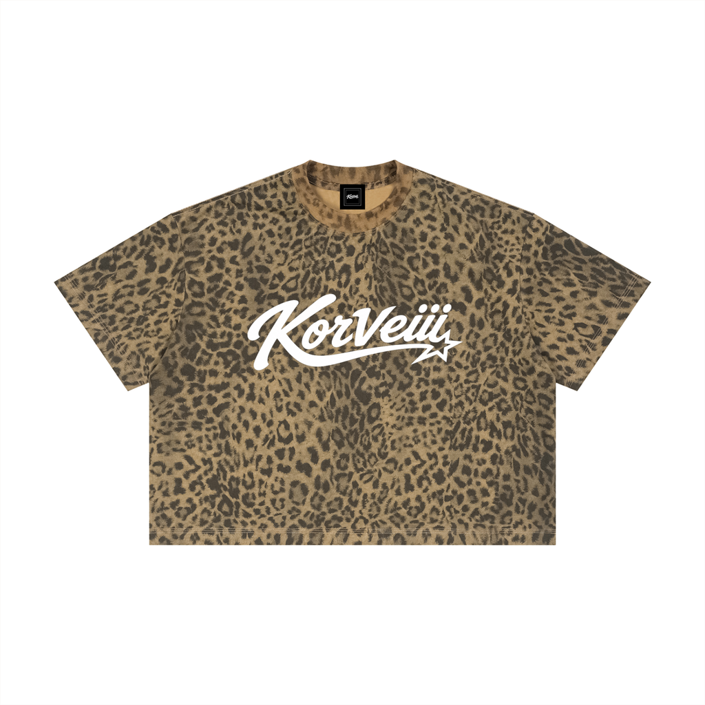 Korveiii Leopard Print Crop T-Shirt