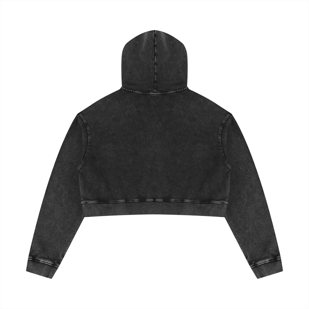 Korveiii Women’s Mineral Washed Crop Hoodie