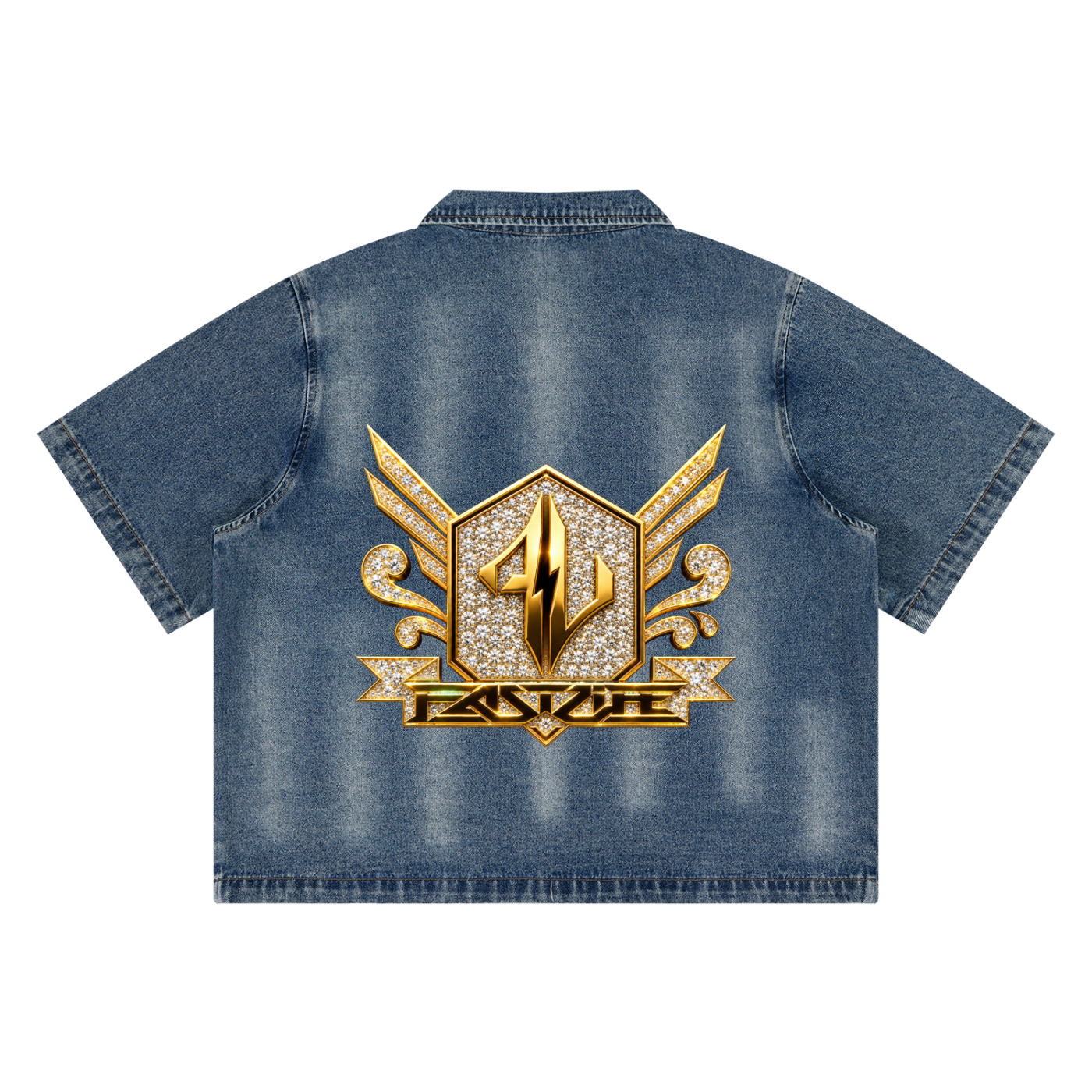 A FASTLIFE  HOF Vintage Washed Full-Zip Denim Shirt