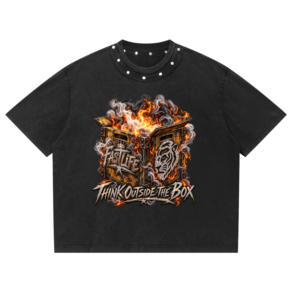 FASTLIFE x Korveiii Think Outside The Box Boxy Studded tee