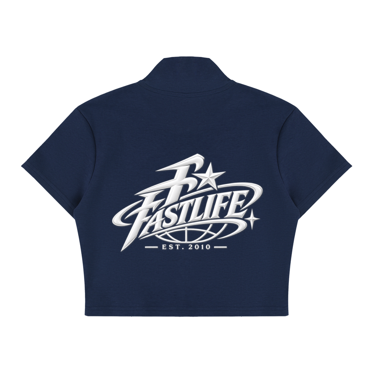 FASTLIFE World Wide Women's Cropped Full Zip Short Sleeve T-Shirt