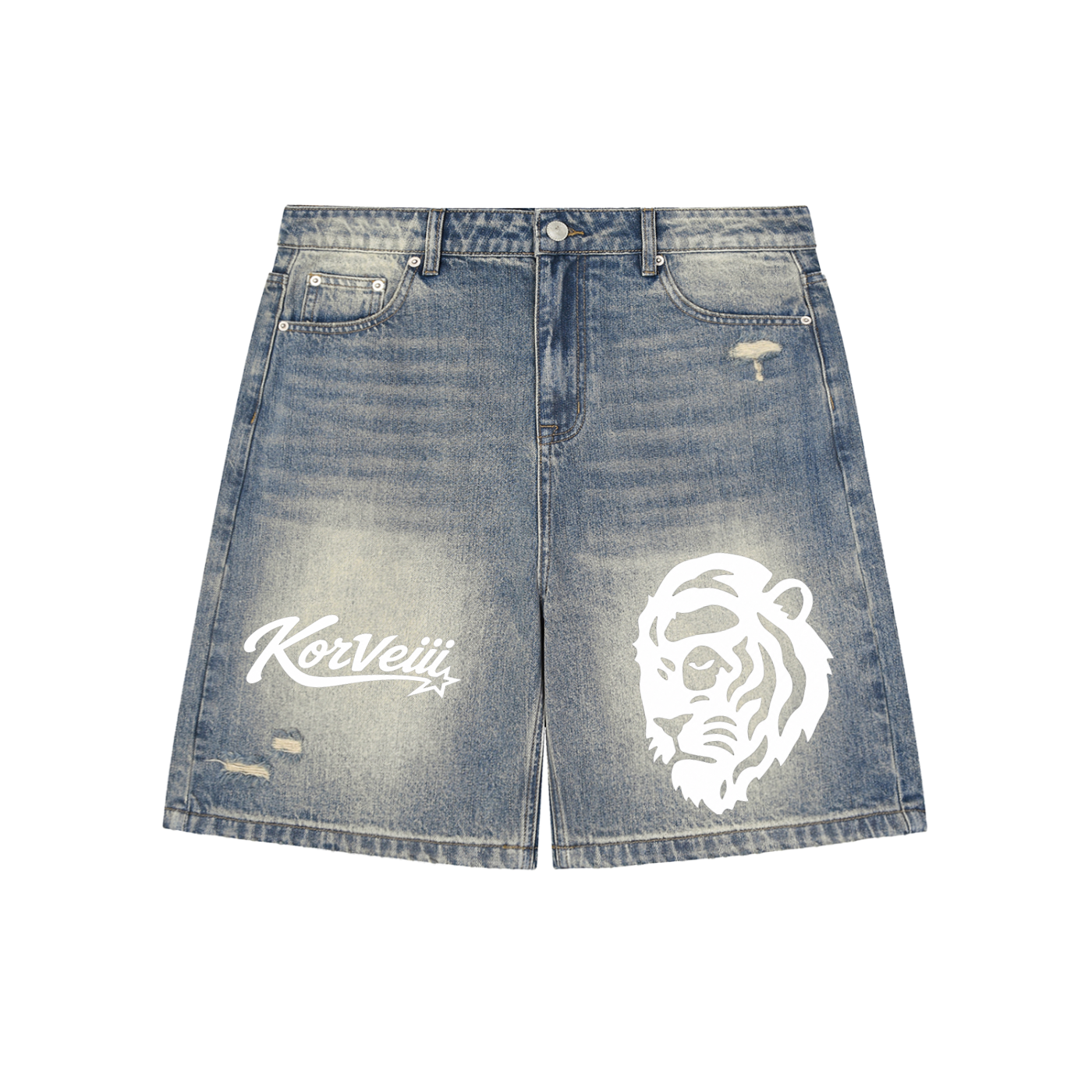 Korveiii faded denim jean shorts