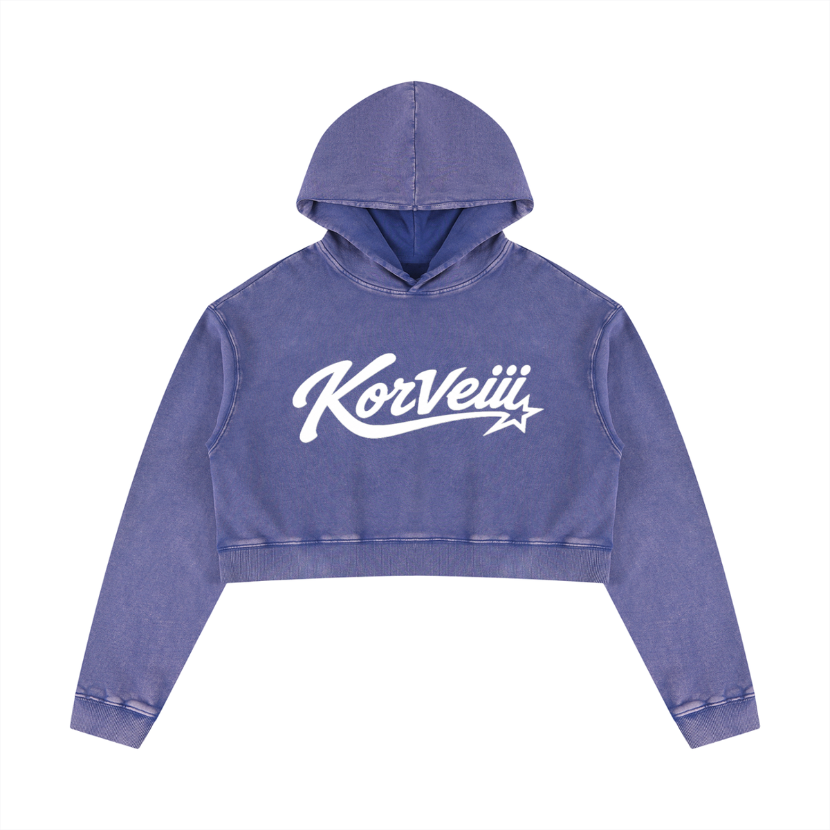 Korveiii Women’s Mineral Washed Crop Hoodie