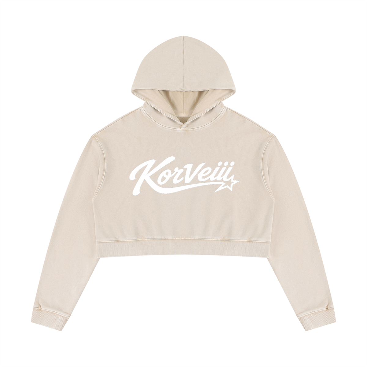 Korveiii Women’s Mineral Washed Crop Hoodie