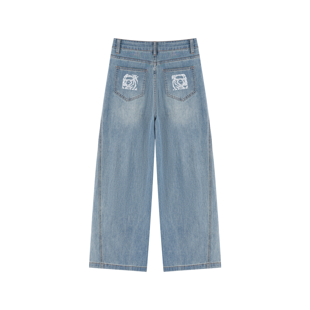 Women’s Korveiii Vintage Wash High Rise Wide Leg Jeans