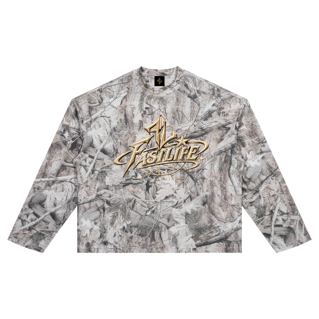 FASTLIFE World Wide Unisex Tree Camo Waffle T-Shirt