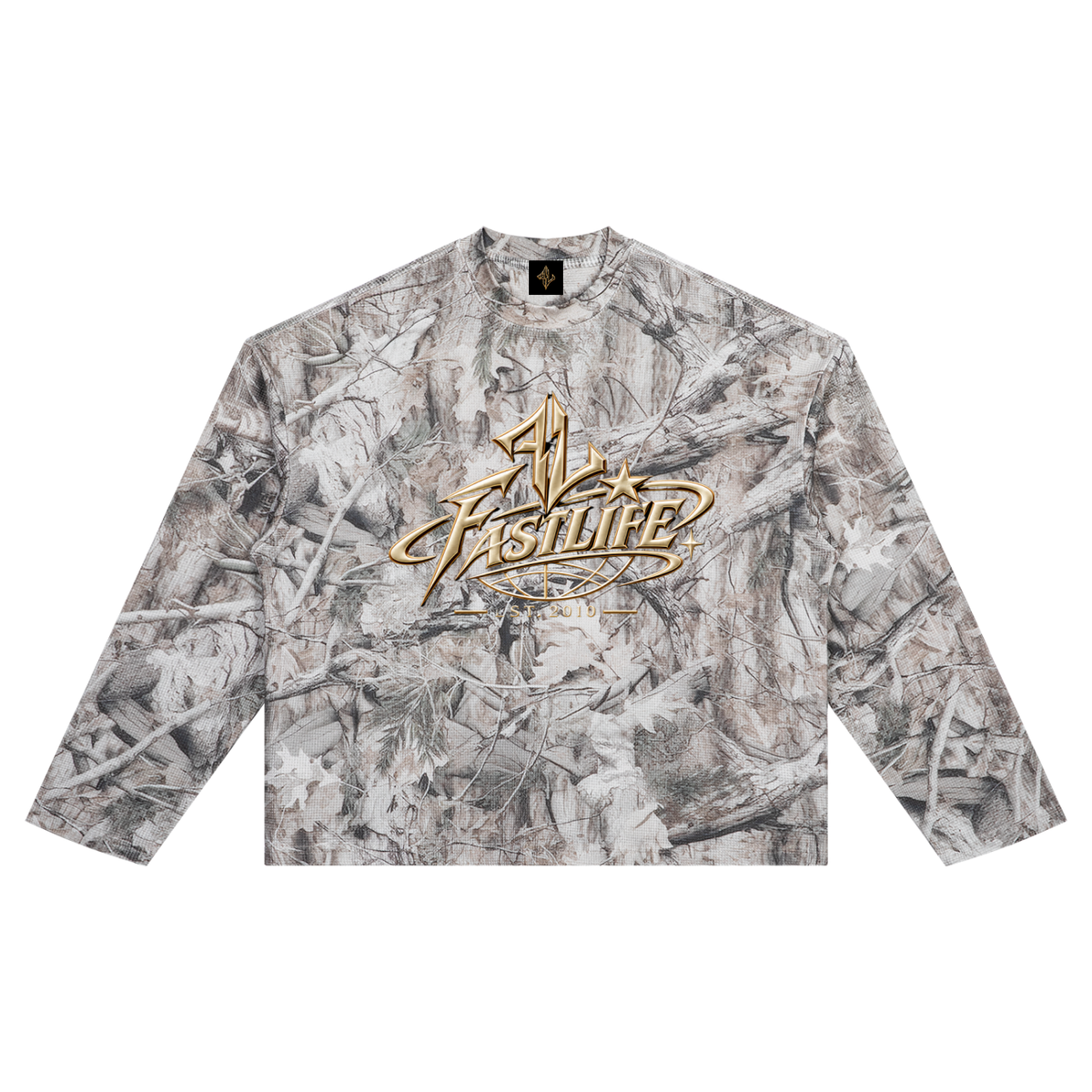 FASTLIFE World Wide Unisex Tree Camo Waffle T-Shirt