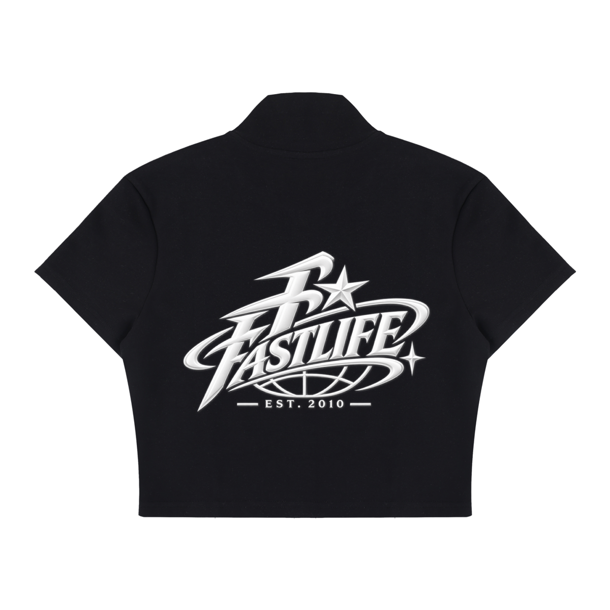 FASTLIFE World Wide Women's Cropped Full Zip Short Sleeve T-Shirt