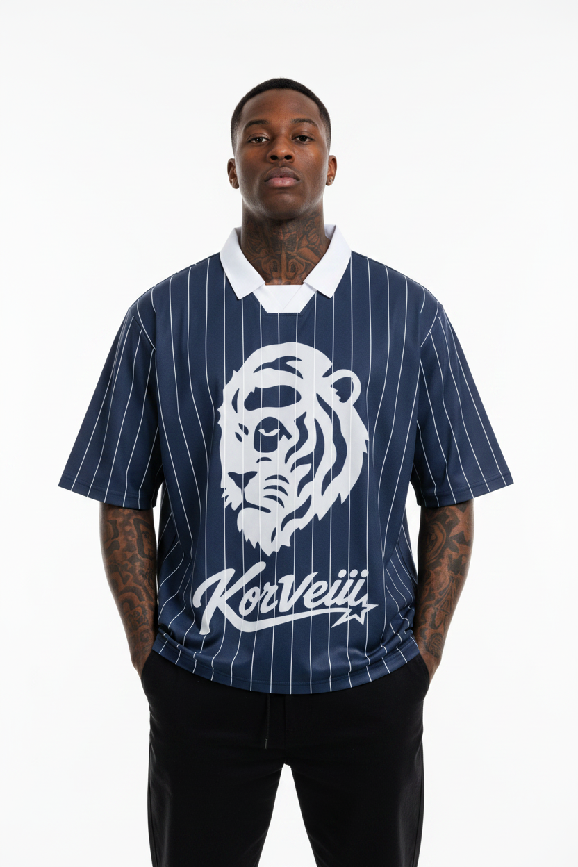 Korveiii Pinstripe Collared Soccer Jersey