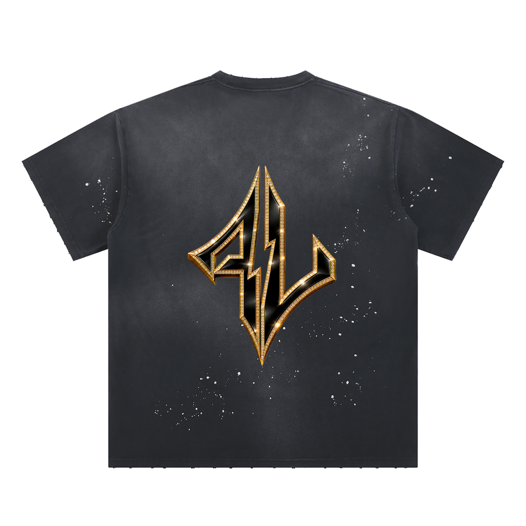 FASTLIFE Hand-Frayed Sunfade Paint Splatter T-Shirt