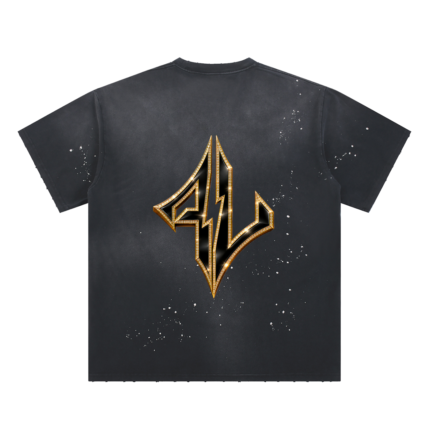 FASTLIFE Hand-Frayed Sunfade Paint Splatter T-Shirt