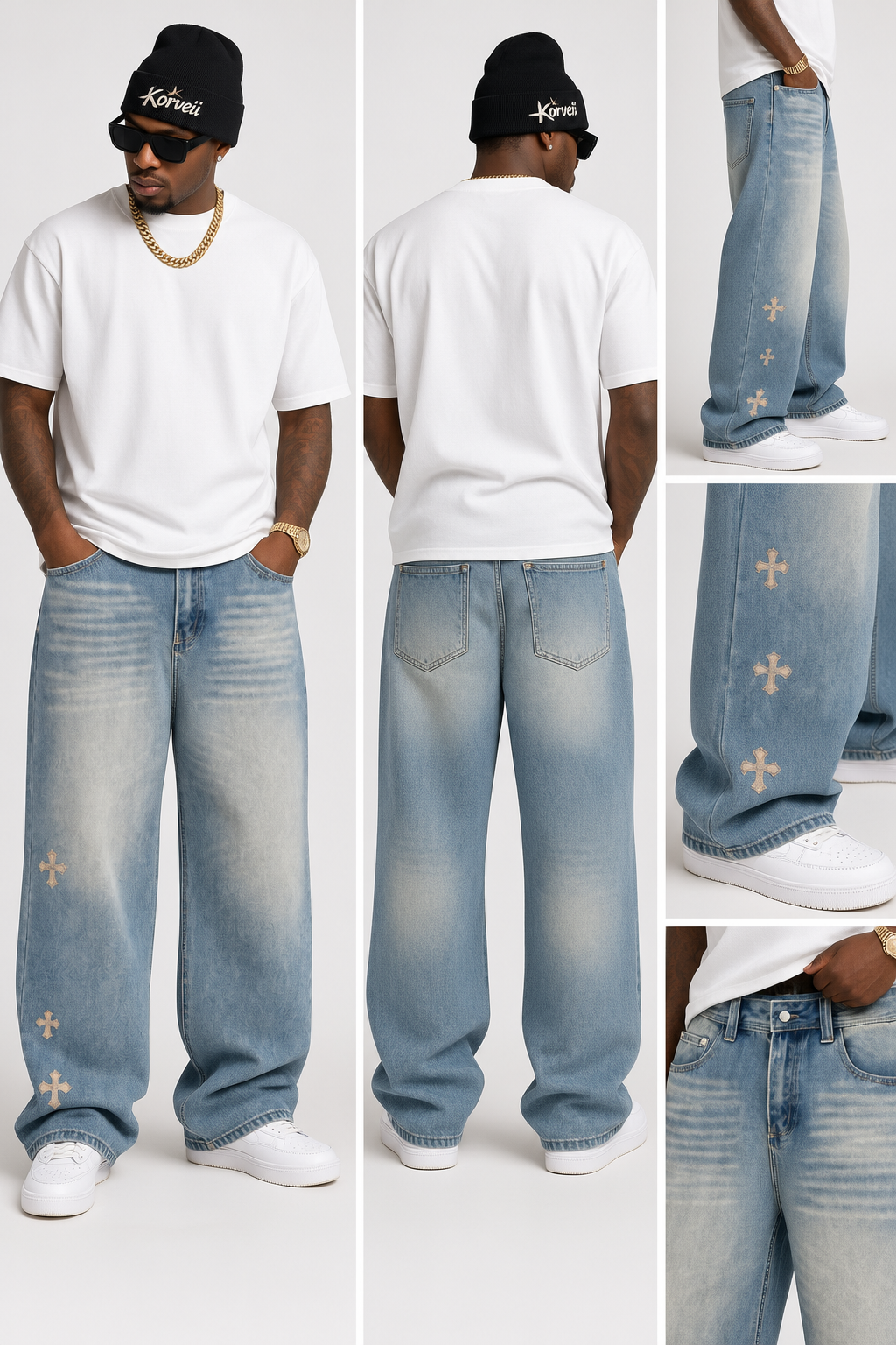 Korveiii Men’s Vintage Wash Denim Jeans