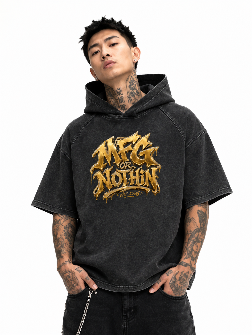 MFG Washed Crop shirt W/ Hood