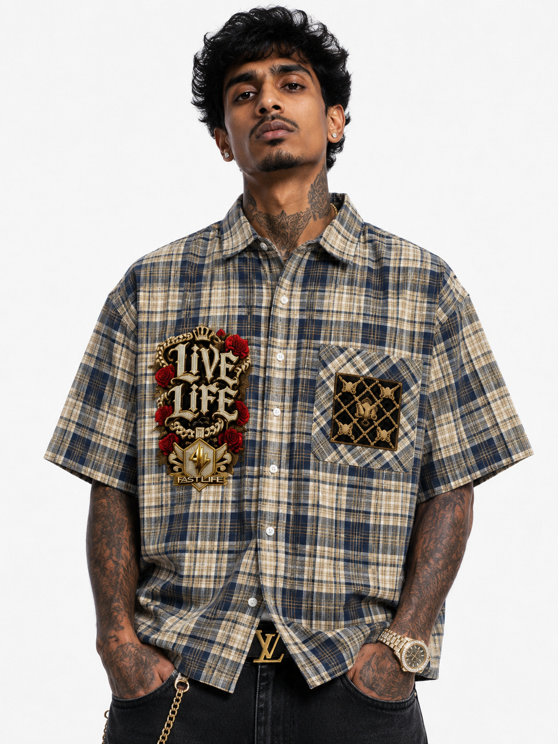 FASTLIFE Plaid Crop Shirt