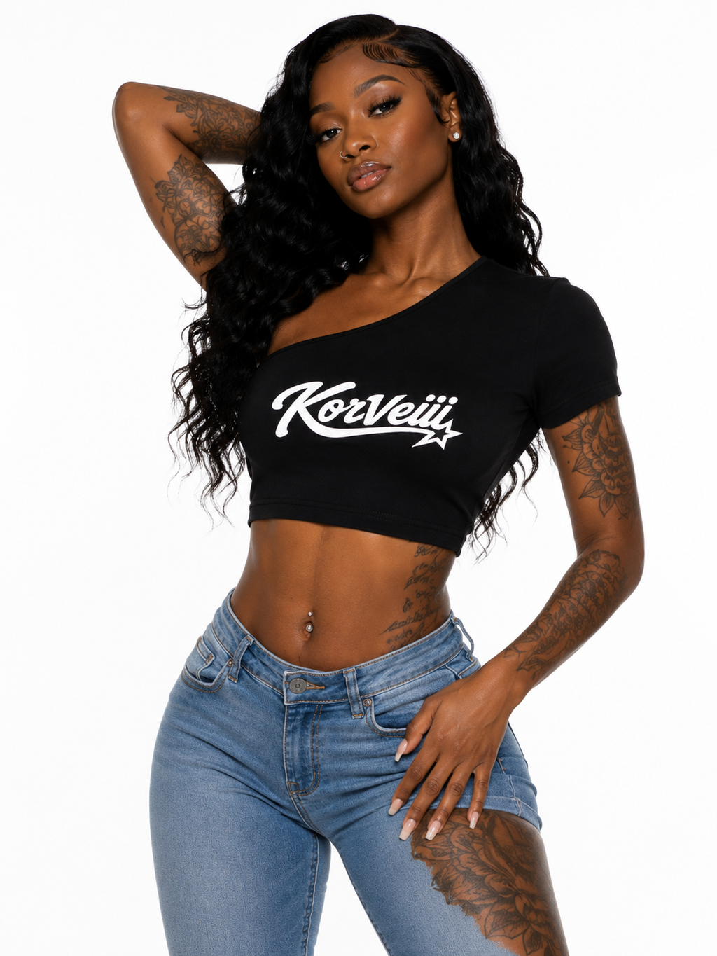 Women's Korveiii One-Shoulder Crop T-Shirt