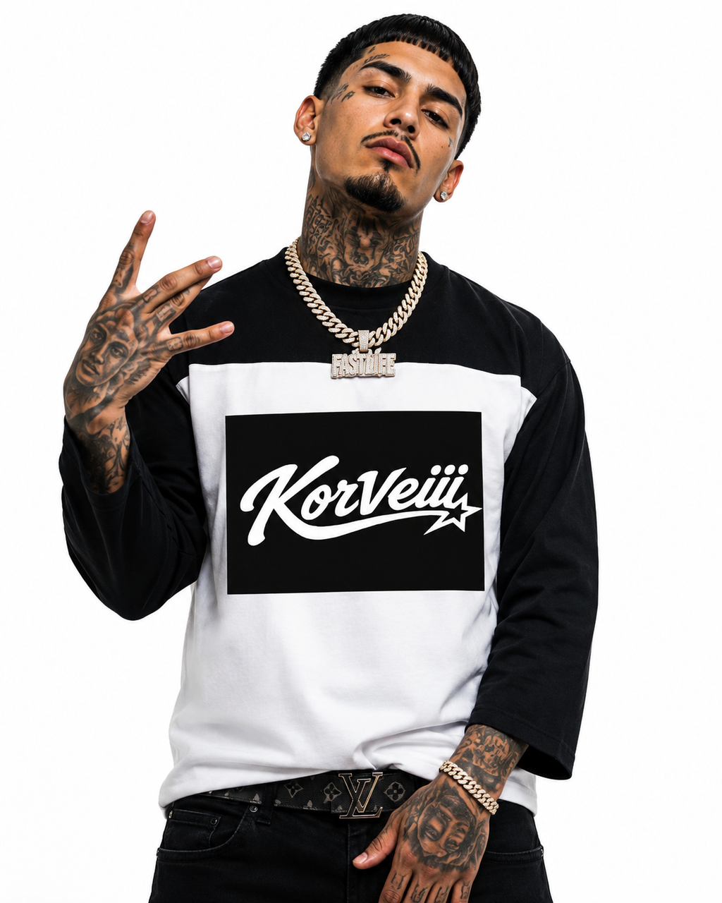 Korveiii Sun Fade Color-Block Long Sleeve T-Shirt