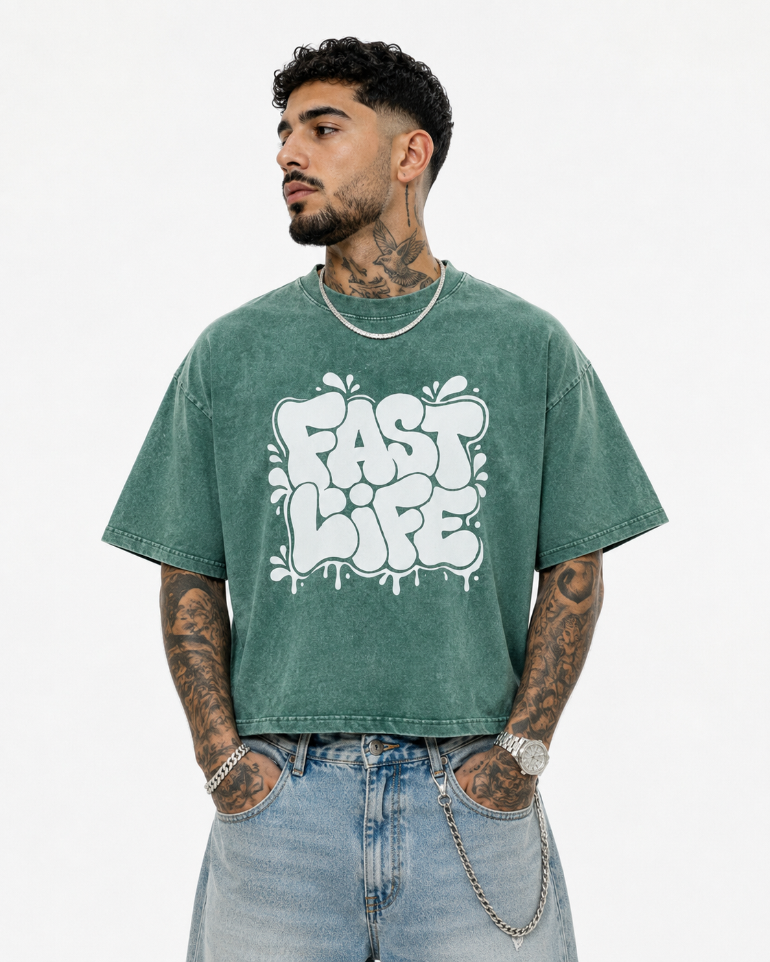 FASTLIFE Bubble Mineral Wash Boxy Cotton T-Shirt