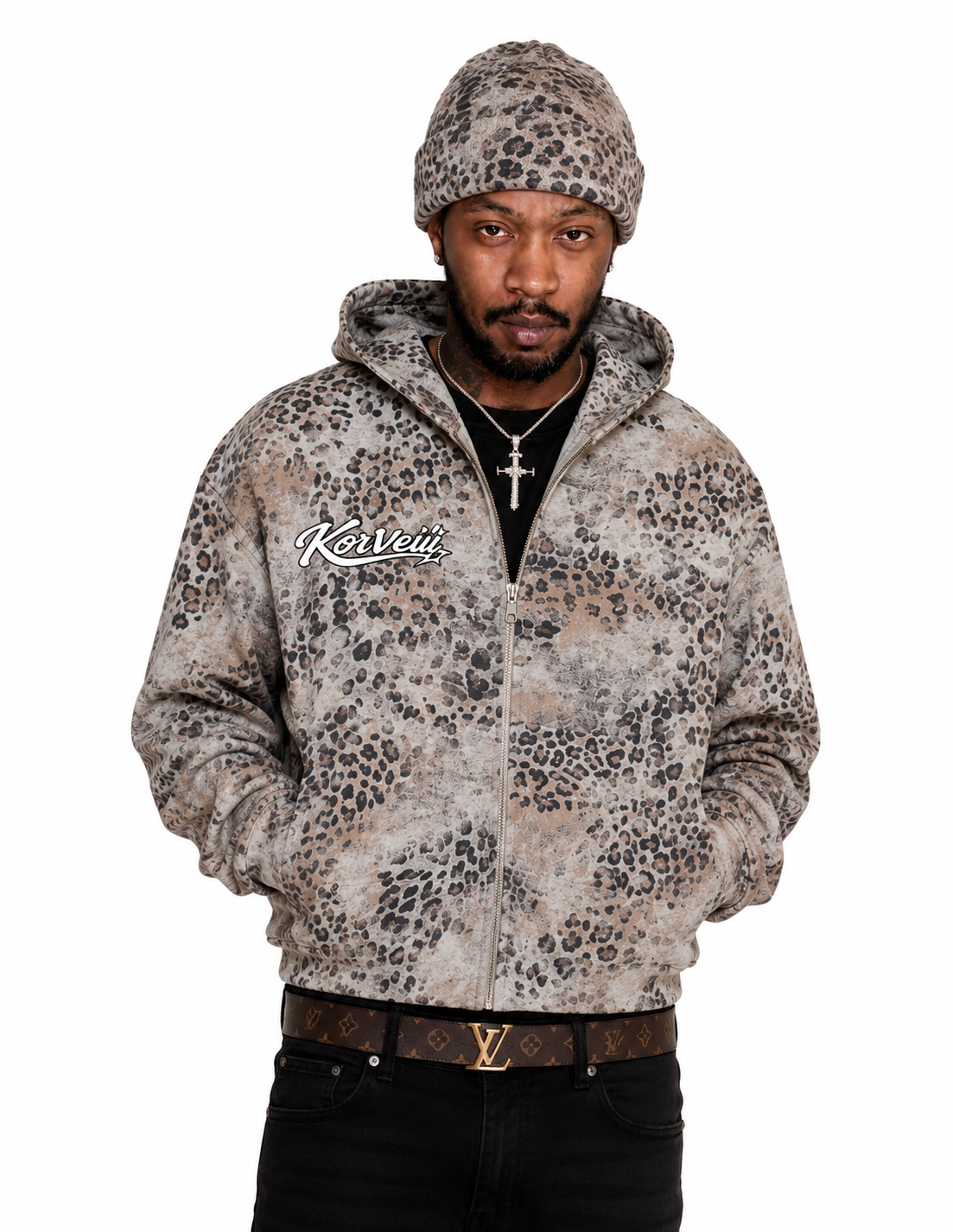 Korveiii Leopard Full Zip Hoodie
