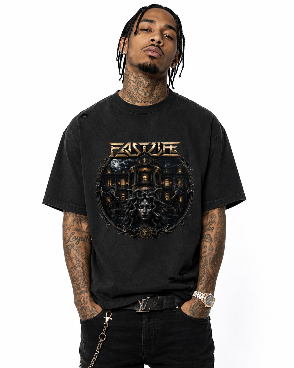FASTLIFE Medusas Mansion Classic Frayed Boxy Tee