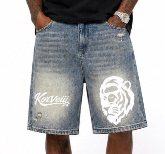 Korveiii faded denim jean shorts
