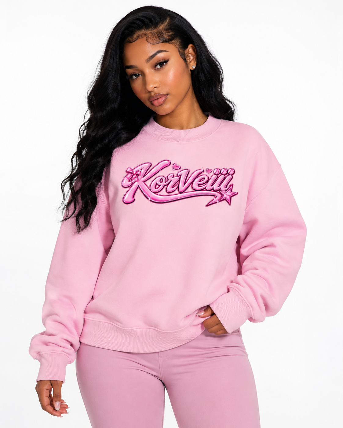 Korveiii Women’s  Essential Fleece Mock-Neck Crew Sweatshirt