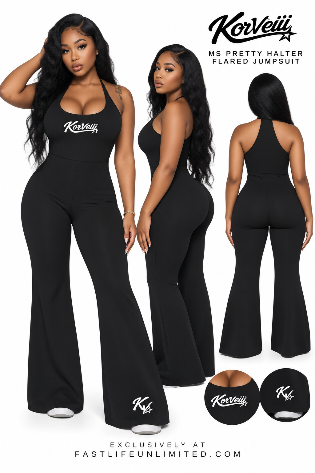 Korveiii Ms Pretty Halter Flared Jumpsuit