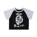 A Women’s KorVeiii Color-Blocked Raglan Sleeve Crop Top