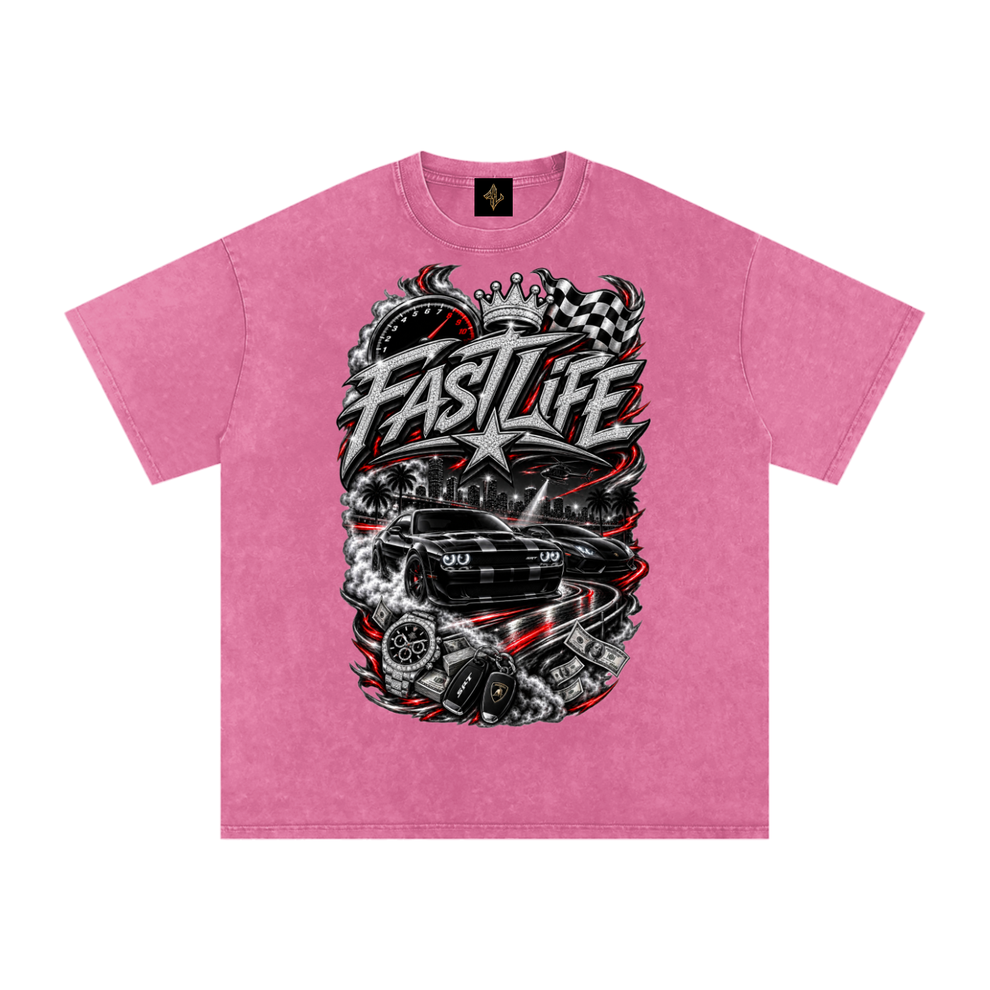 FASTLIFE racing Snow Washed Oversized Cotton T-Shirt