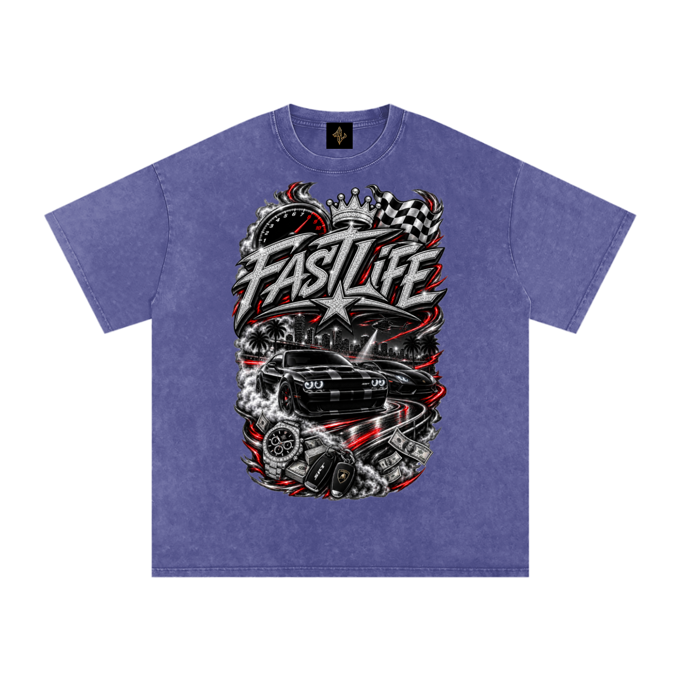 FASTLIFE racing Snow Washed Oversized Cotton T-Shirt