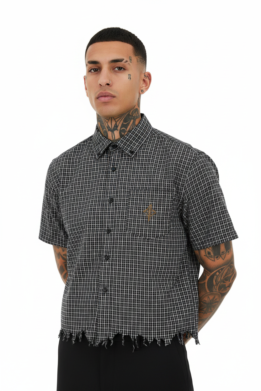 FASTLIFE  HOF Distressed Plaid Boxy Shirt