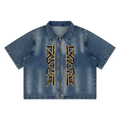 A FASTLIFE  HOF Vintage Washed Full-Zip Denim Shirt