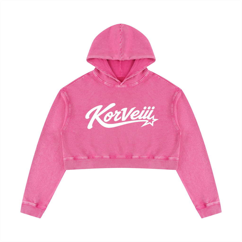 Korveiii Women’s Mineral Washed Crop Hoodie