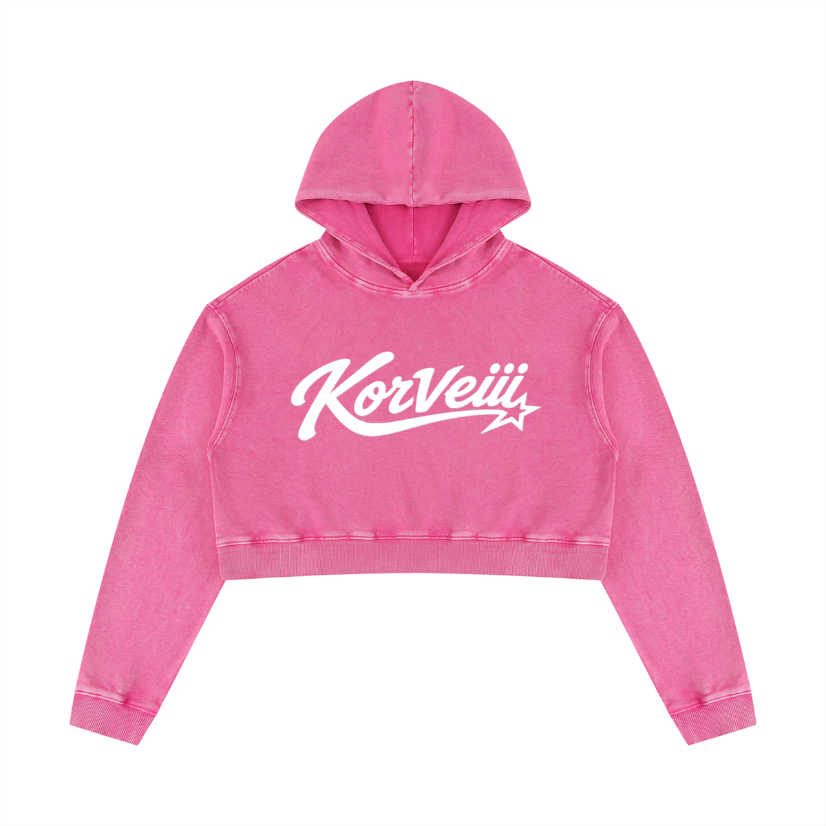 Korveiii Women’s Mineral Washed Crop Hoodie