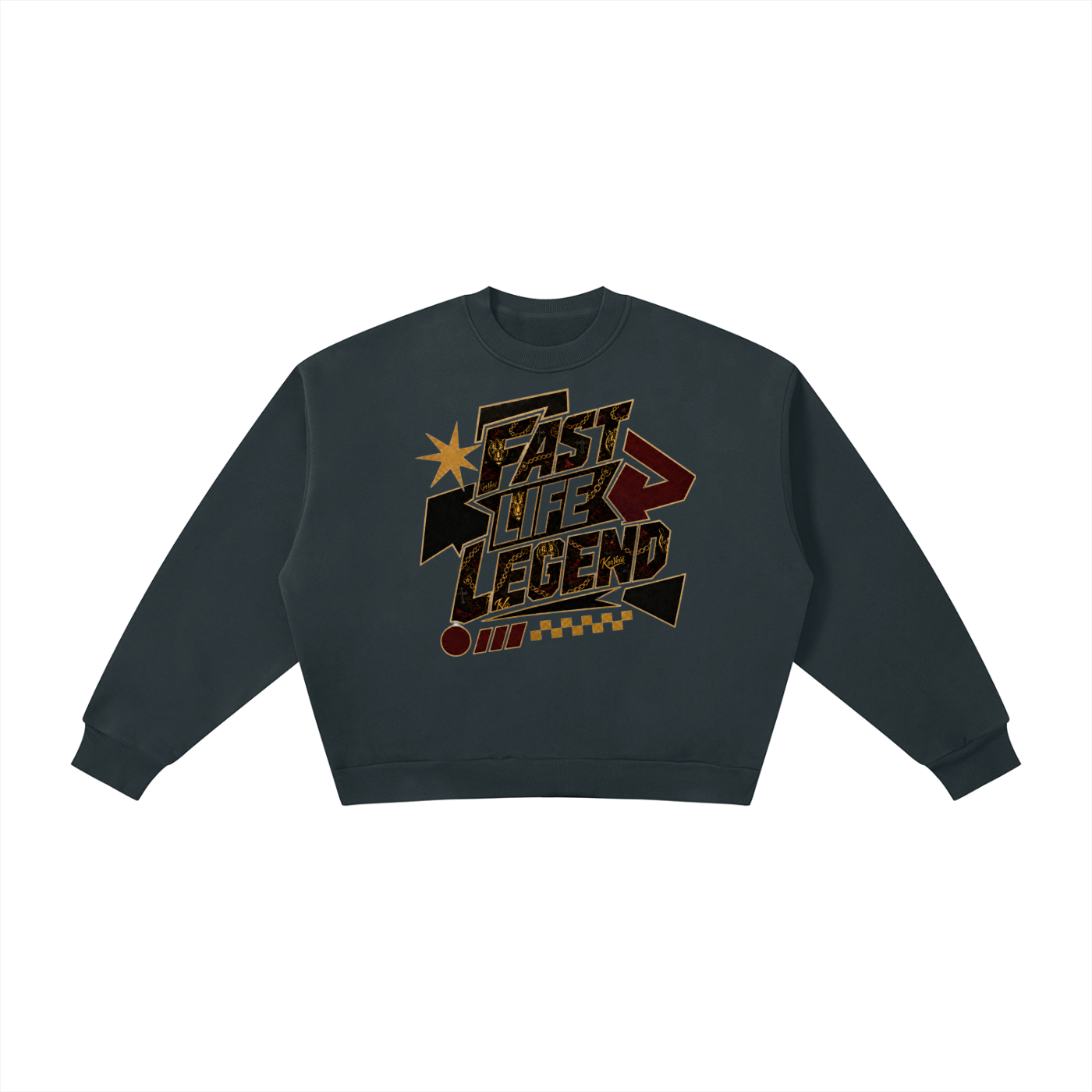 FASTLIFE LEGEND x KV Boxy Fleece Crewneck Sweatshirt