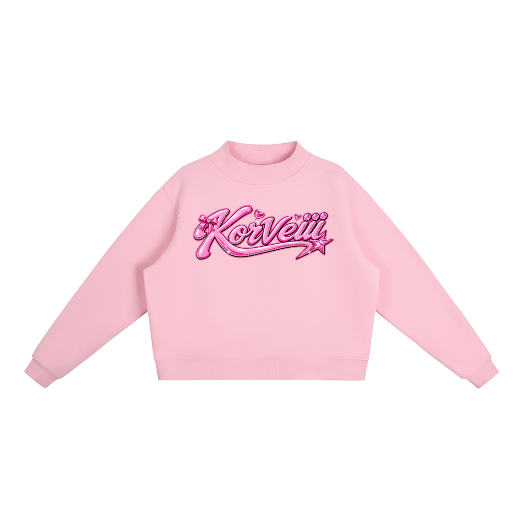 Korveiii Women’s  Essential Fleece Mock-Neck Crew Sweatshirt